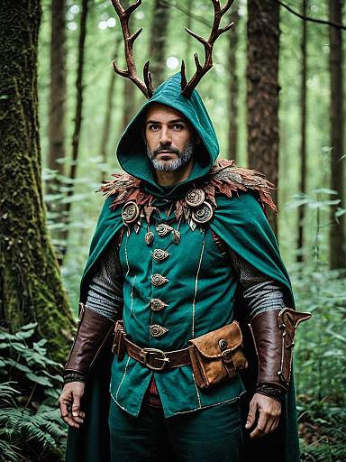 Man in Enchanted Forest Costume with Antlers