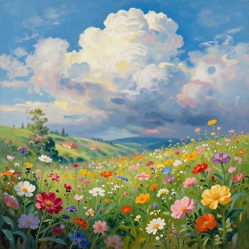 Ethereal Floral Cloudscape Painting