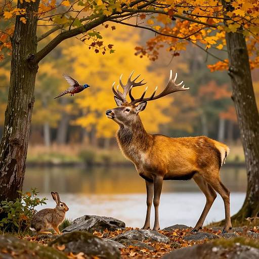 Autumn Forest Wildlife Harmony