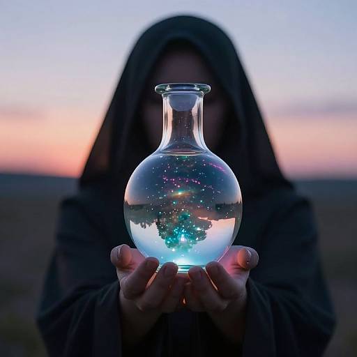 Cloaked Figure with Ethereal Vial