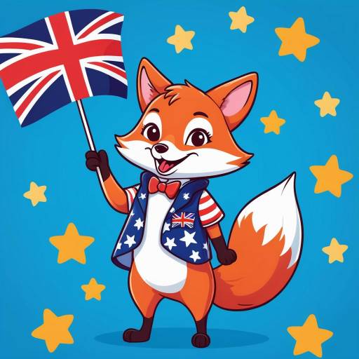 Patriotic Cartoon Fox with Hotdog