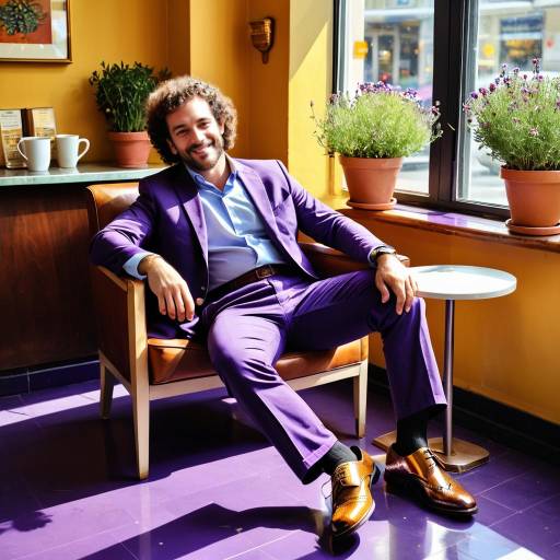 Sunlit Café Loungewear: A Curly Haired Man