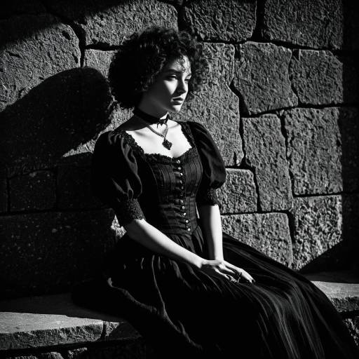 Victorian Woman in Dramatic Black and White Portrait