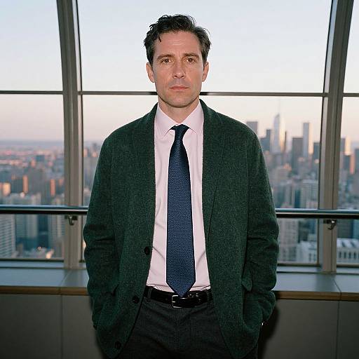 Stylish Man at Observatory Sunset