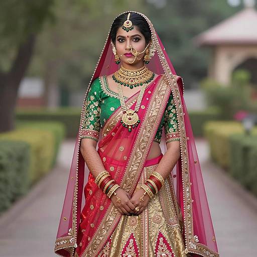 Indian Bride in Traditional Multicolor Lehenga