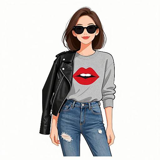 Smiling Woman in Casual Chic Outfit