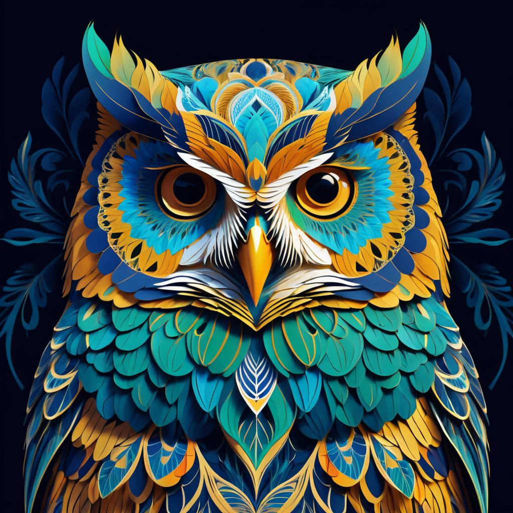 Elegant Owl Portrait in Vibrant Colors