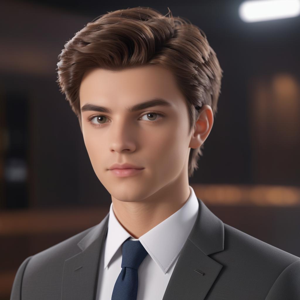 Cinematic Ultra-Realistic Young Man in Suit