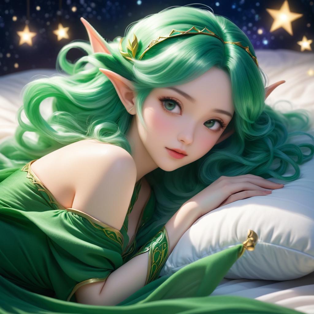 Playful Elf Enchantress in Starlit Elegance