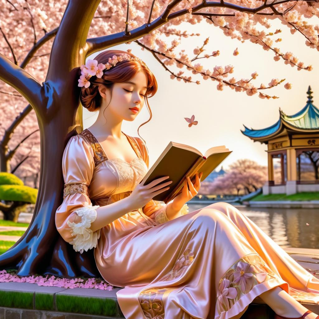 Romantic Art Nouveau Cherry Blossom Reader