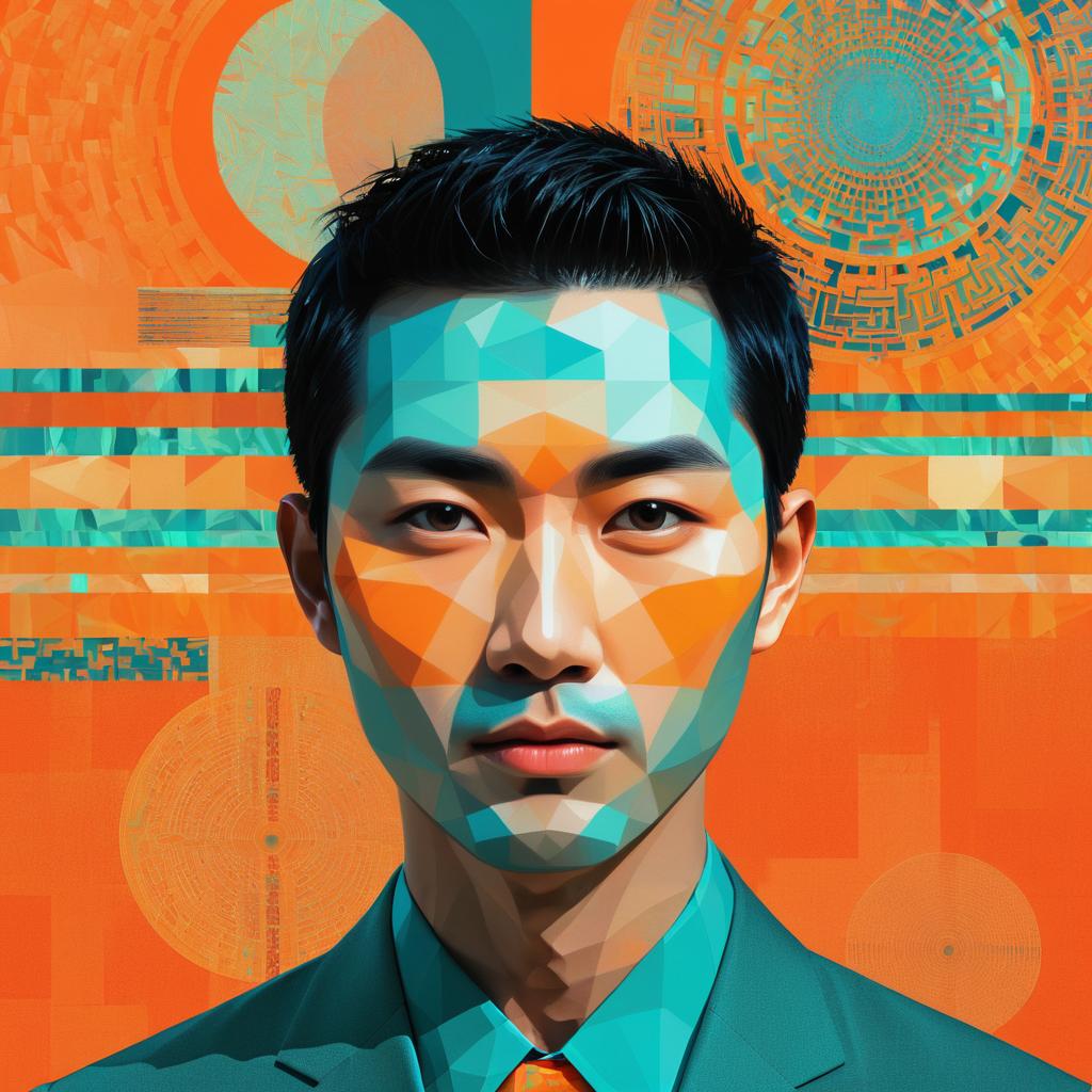 Surreal Digital Collage of an Asian Man