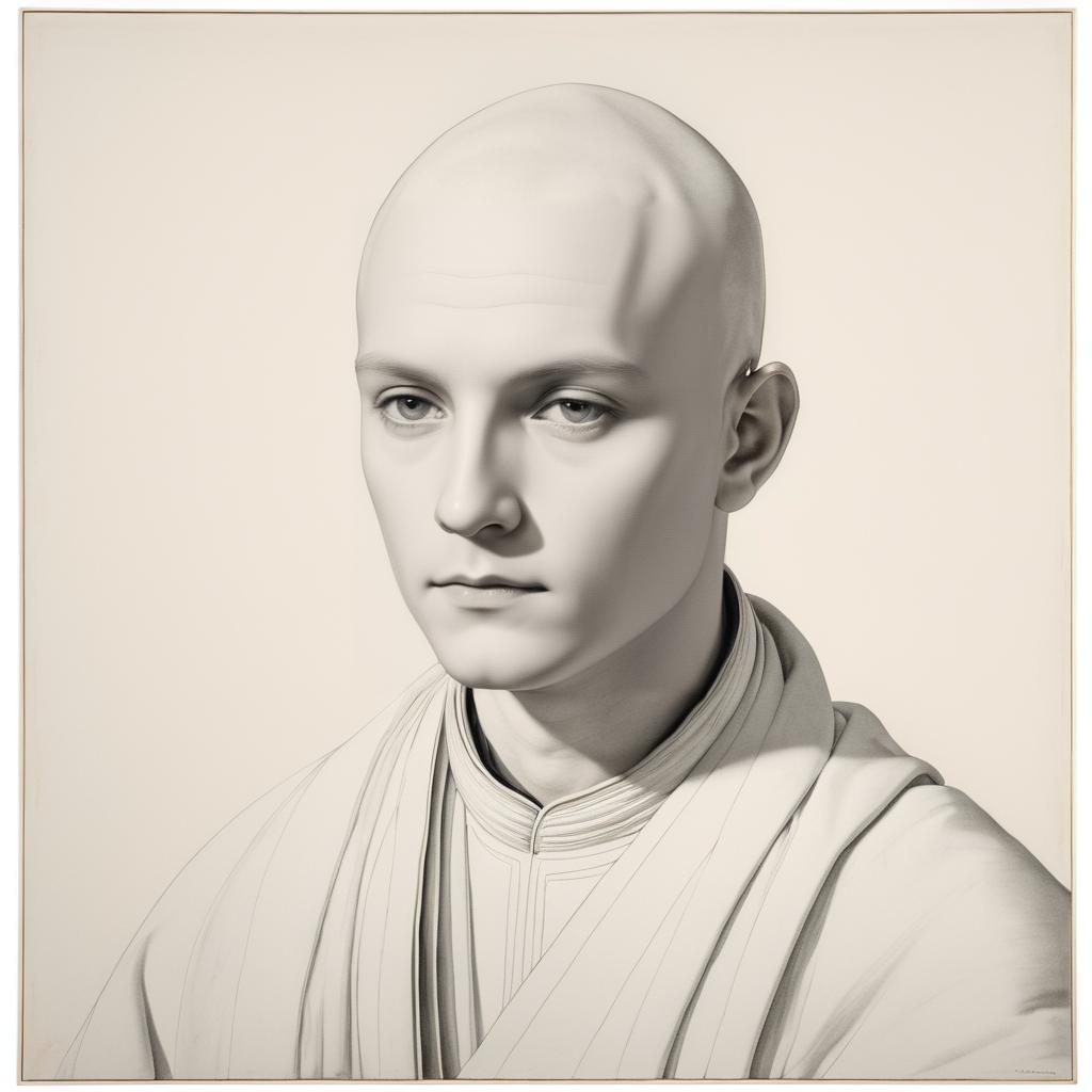 Serene Monk Portrait in Elegant Style