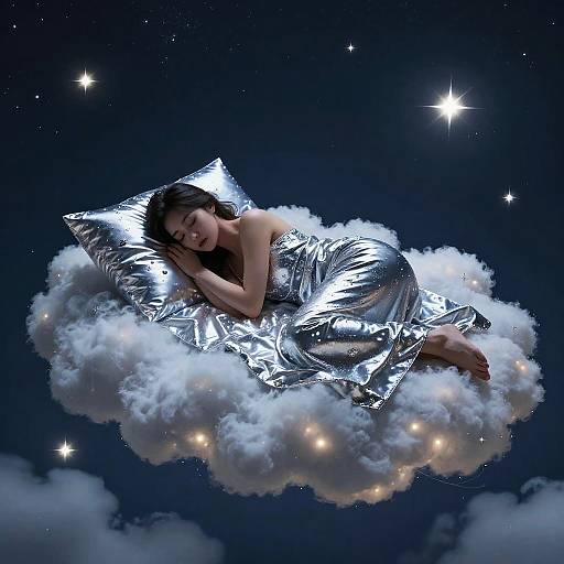 Mujer Dormida en Cama Flotante