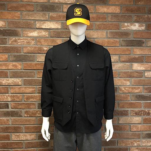 Mannequin in Black Outfit by Wall