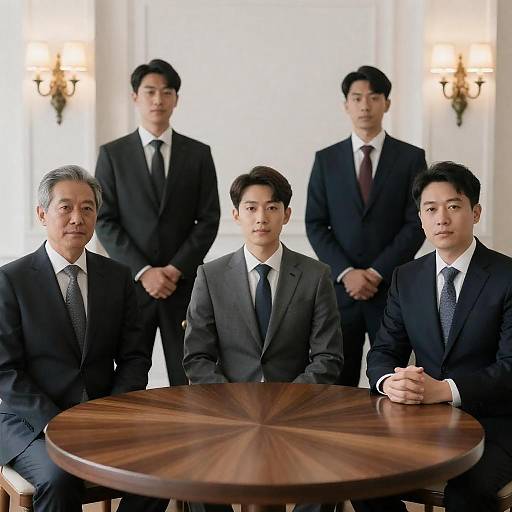 Five Men in Elegant Formal Meeting