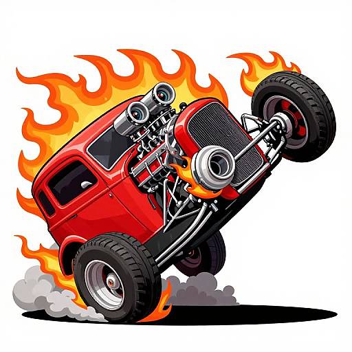 Fiery Fifties Hot Rod Cartoon