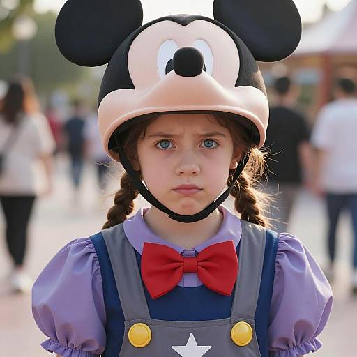 Girl in Mickey Mouse Helmet Costume