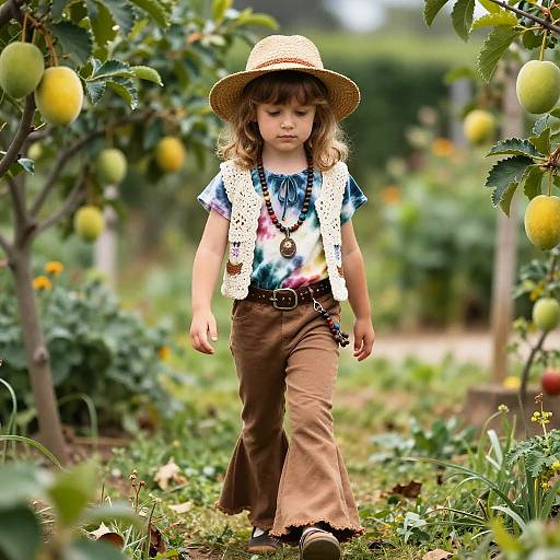 70s Hippie Child in Shady Garden