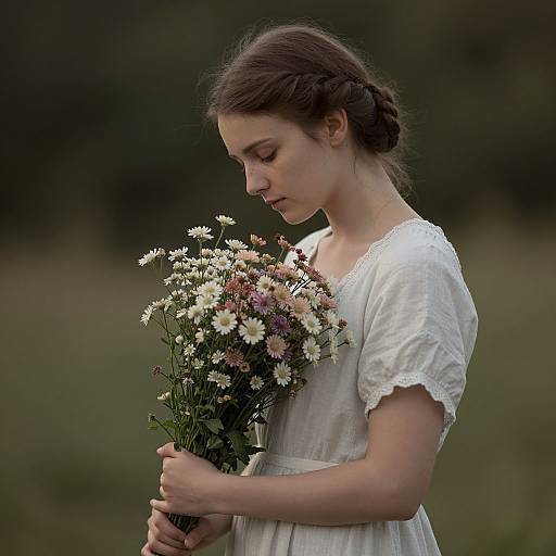 Serene Woman with Delicate Flowers