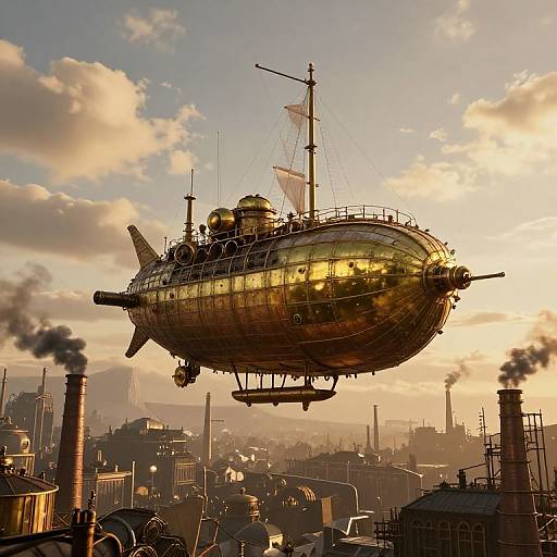 Rutkovsky Steampunk Airship at Sunset