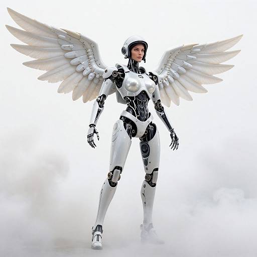 Biomechanical Angel Woman Morphing Aircraft