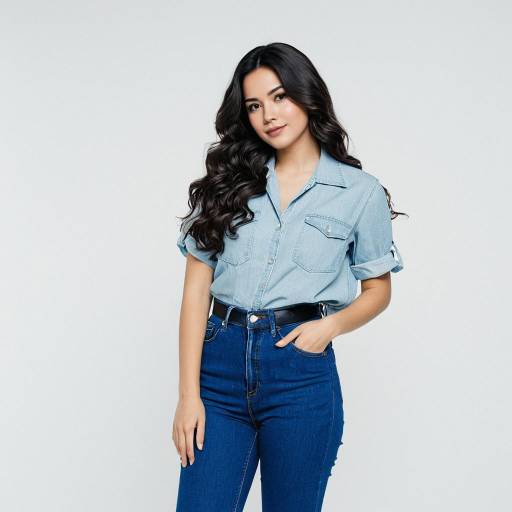 Young Woman in Casual Denim Outfit