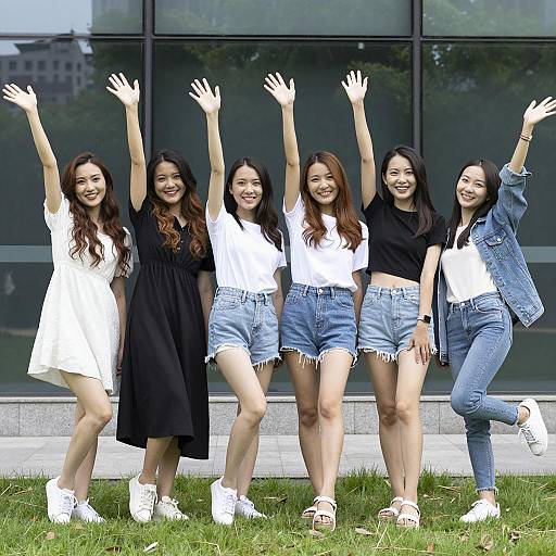 Six Joyful Women in Summer Attire