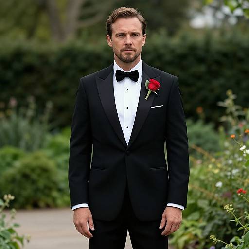 Elegant Man in Formal Garden