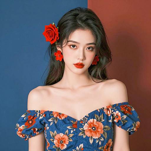 Confident Woman in Floral Fashion