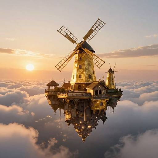 Golden Floating City at Sunset