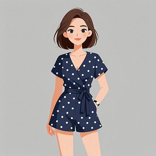 Smiling Woman in Polka Dot Romper