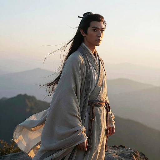 Misty Mountain Warrior at Sunrise