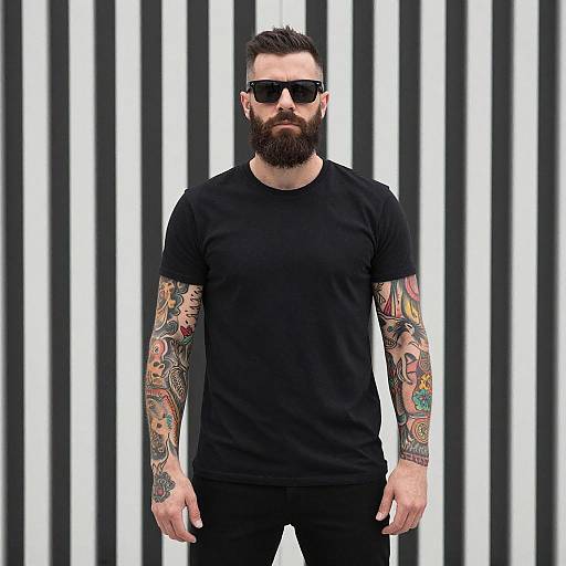 Stylish Bearded Man with Tattoos