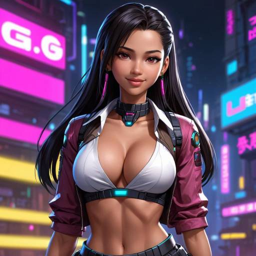 Cyberpunk Beauty: Dark-Skinned Solo Model