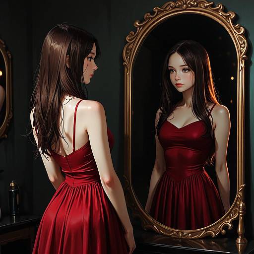 Horror-Themed Solo Woman Reflection