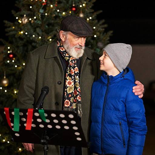 Joyful Evening with Grandfather and Grandson
