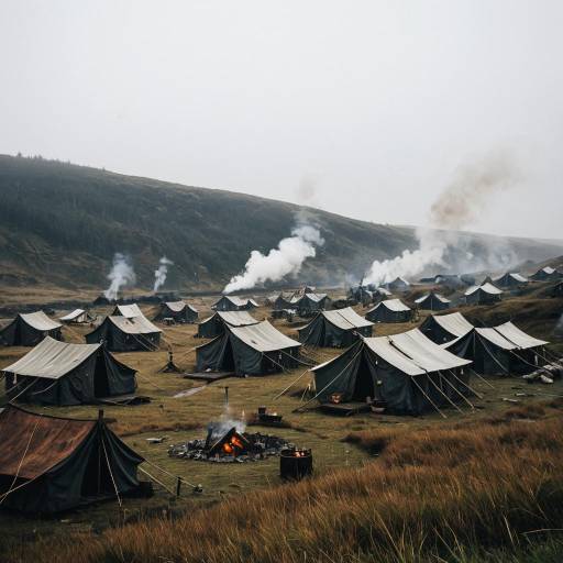 Eerie Bandit Camp Over Foggy Marsh
