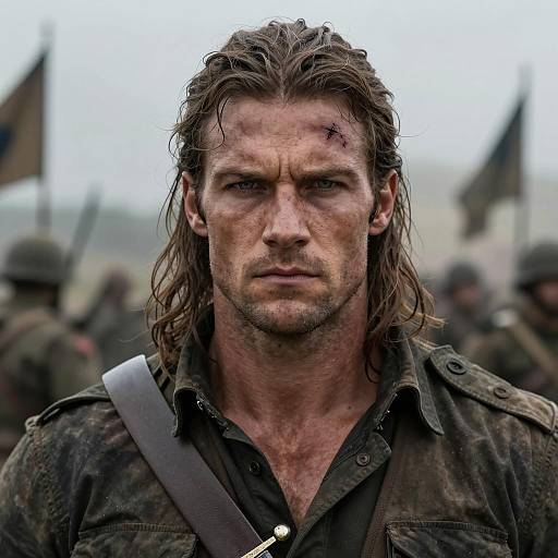 Worn Soldier with Cut on Forehead