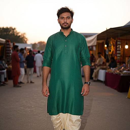 Man in Traditional Kurta and Dhoti