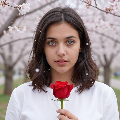 Double Exposure Woman with Cherry Blossoms