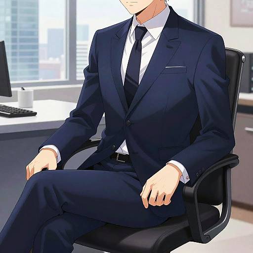 Anime Character in High-Tech Office
