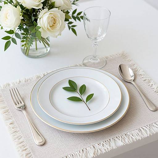 Elegant Spring Tablescape with Gold Rim