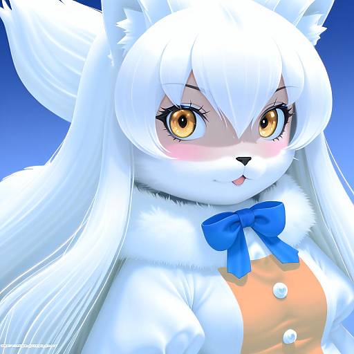 Illustration of Arctic fox (kemono friends), kemono friends in the style of Koyama hirokazu