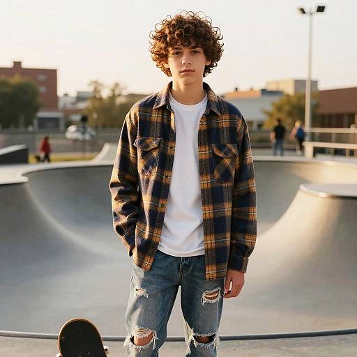 Teen Skater with Curly Fringe Style