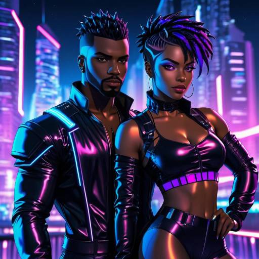 Futuristic Cyberpunk Love Interest Illustration