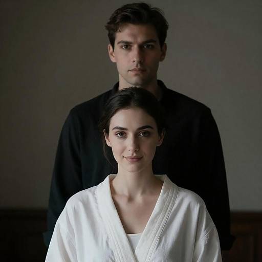 Dimly Lit Intimate Couple Portrait