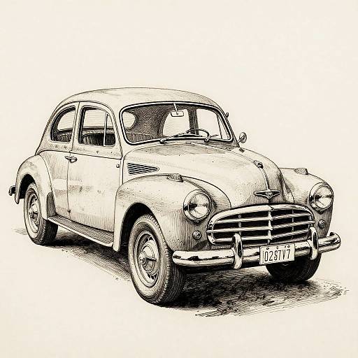 Vintage Car Ink Drawing