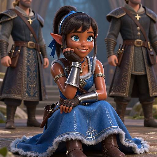 Detailed Portrait of Dark-Skinned Elf Girl
