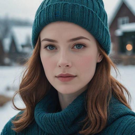 Serene Redhead Portrait in Snowy Village