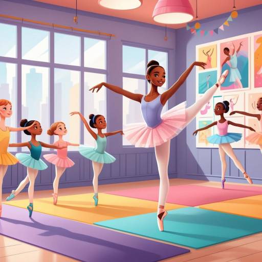 Vibrant Ballerina in Dance Studio Illustration